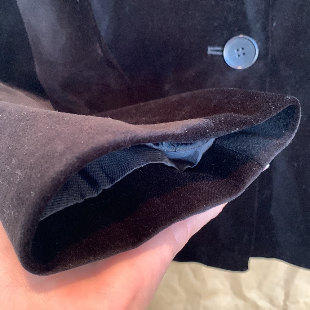 Talbots Petites | Cotton Black Velvet Button Pocket Fully Lined Blazer Jacket 0P - Picture 8 of 16
